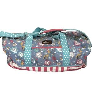 Matilda Jane Weekender Duffle Bag Canvas Winter Fawn Deer Floral Stripe Travel